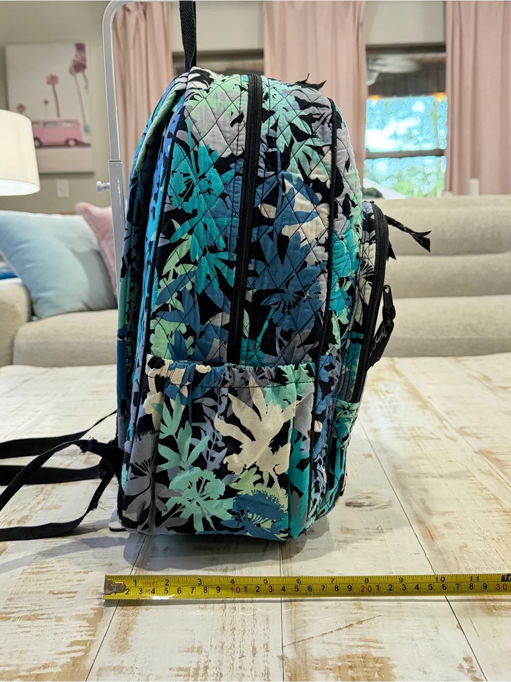 VERA BRADLEY Campus Backpack Retired Camofloral Laptop Green Blue Black Floral